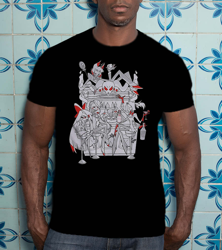 Hazbin Hotel Charlie Bar Scene With Angel Dust And Alastor T-Shirt