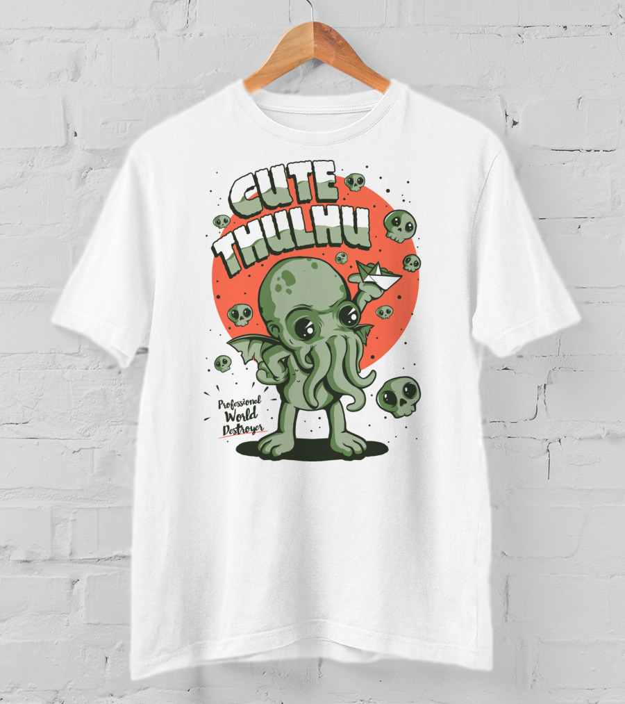 Cute Thulhu Professional World Destroyer Skulls And Paper Boat T-Shirt