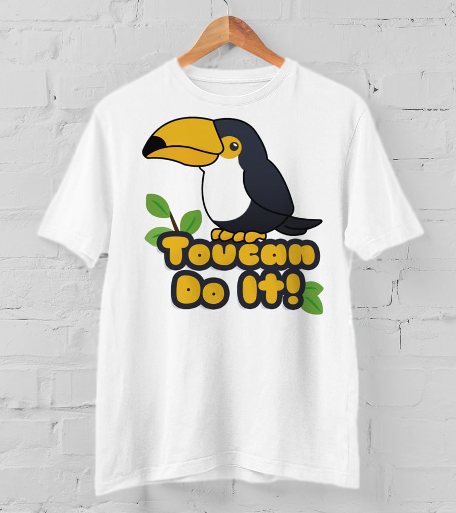 Toucan Do It Essential Positive Inspiration With Cartoon Bird And Leaves T-Shirt