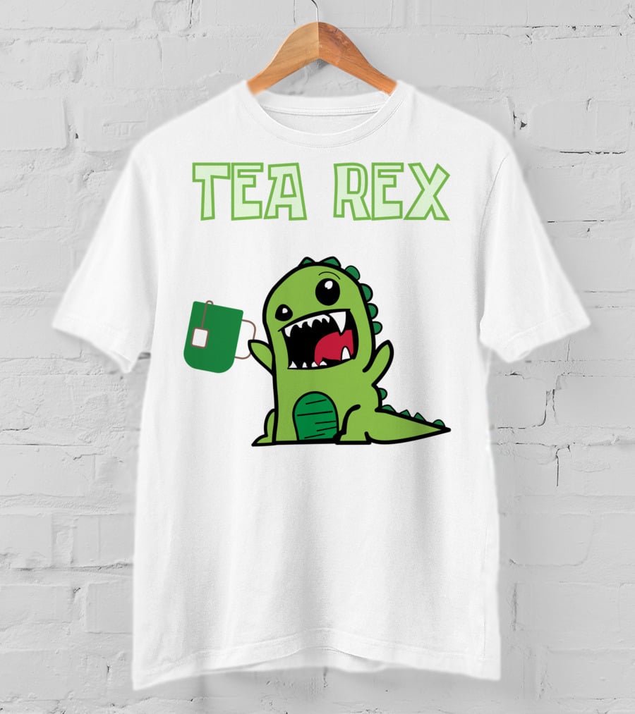 Tea Rex Dinosaur Holding Tea Bag T-Shirt