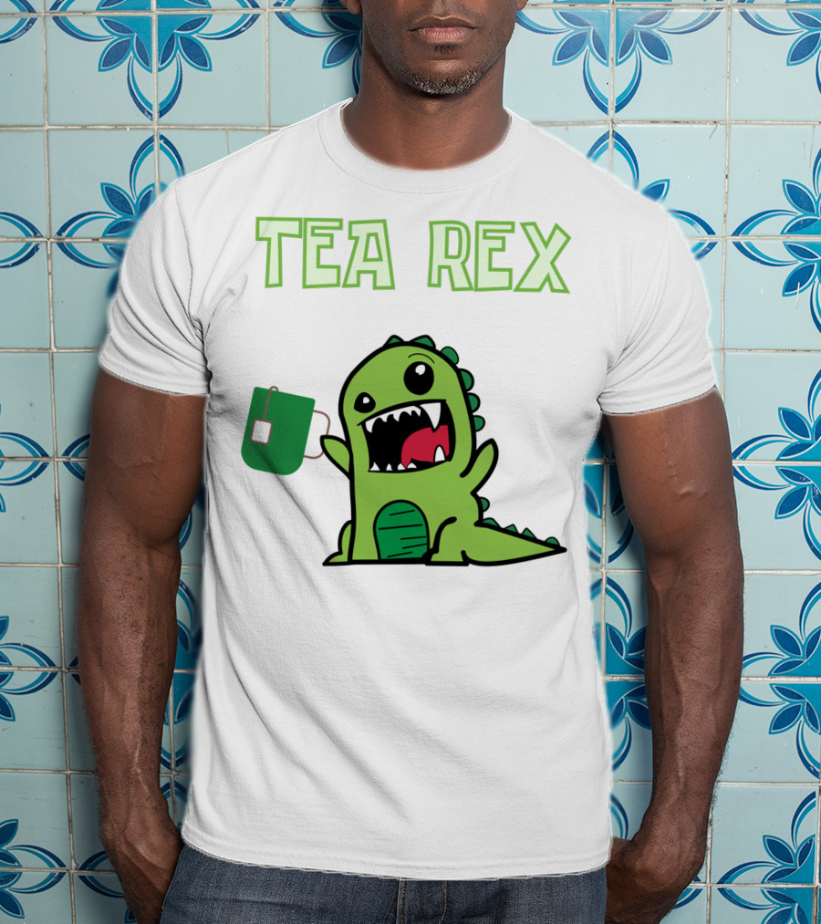 Tea Rex Dinosaur Holding Tea Bag T-Shirt