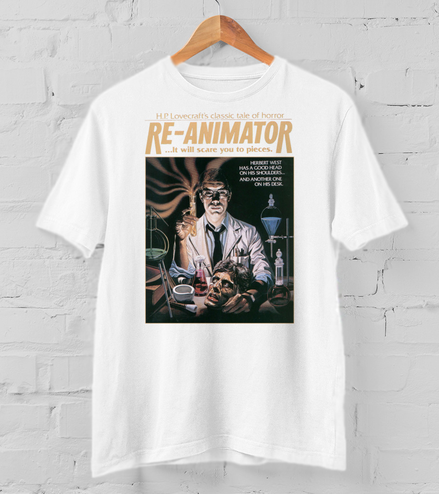 H.P. Lovecraft's Classic Tale Of Horror Re-Animator Herbert West Has A Good Head On His Shoulders T-Shirt