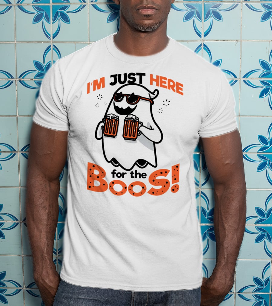I'm Just Here For The Boos With Ghost Holding Beers T-Shirt