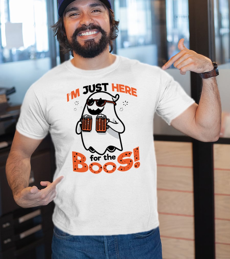 I'm Just Here For The Boos With Ghost Holding Beers T-Shirt