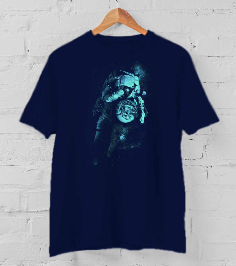 It's A Small World After All Astronaut Holding Earth In Space T-Shirt
