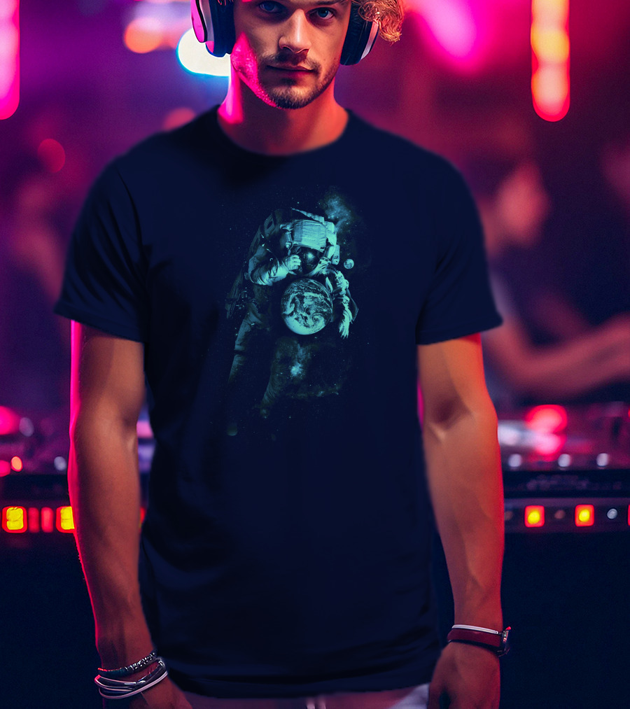 It's A Small World After All Astronaut Holding Earth In Space T-Shirt