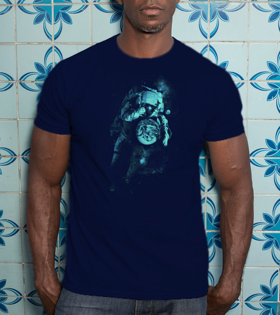It's A Small World After All Astronaut Holding Earth In Space T-Shirt