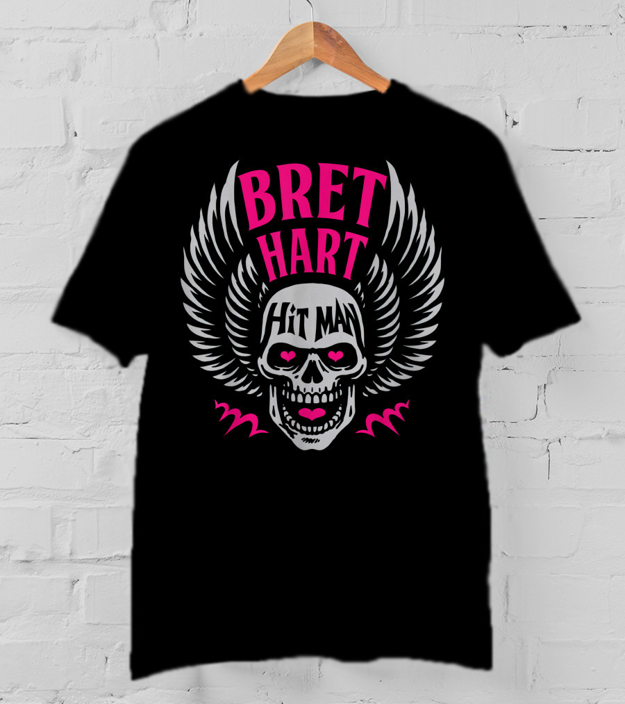 Bret Hart Hit Man Skull With Wings T-Shirt