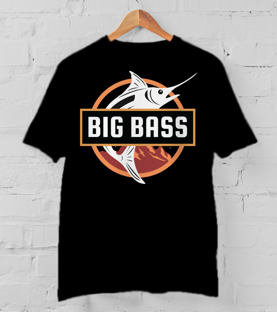 BIG BASS Marlin Jumping Over Mountains In Circle T-Shirt