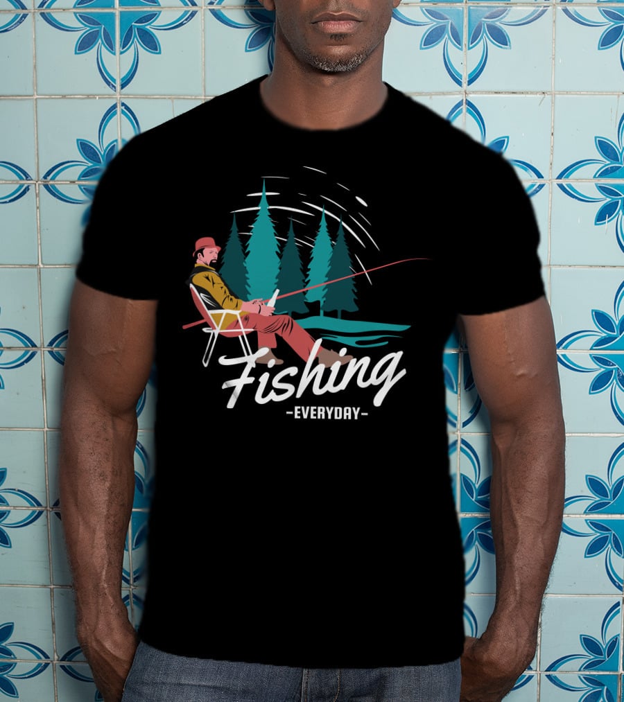 Fishing Everyday Relaxing Outdoors With Pine Trees T-Shirt