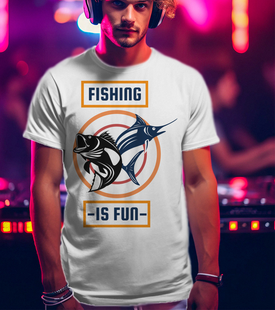 Fishing Is Fun Marlin And Bass Circular Target T-Shirt