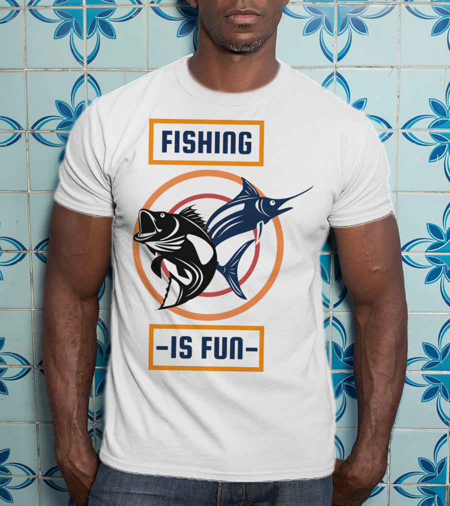 Fishing Is Fun Marlin And Bass Circular Target T-Shirt