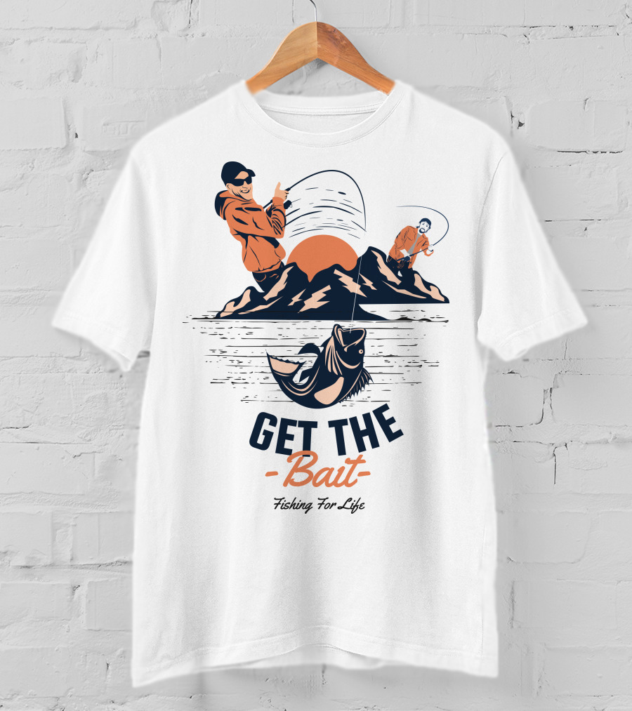 GET THE BAIT Fishing For Life Mountain Sunset Catch T-Shirt