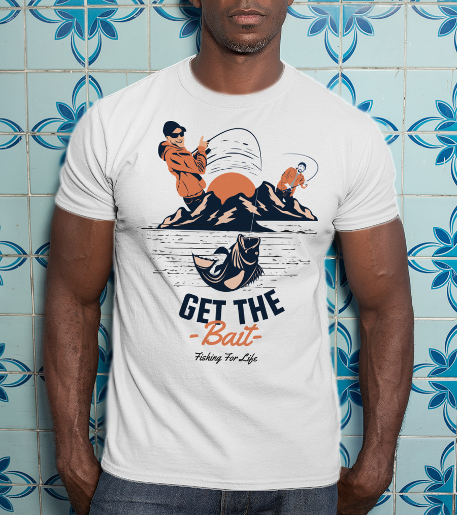 GET THE BAIT Fishing For Life Mountain Sunset Catch T-Shirt