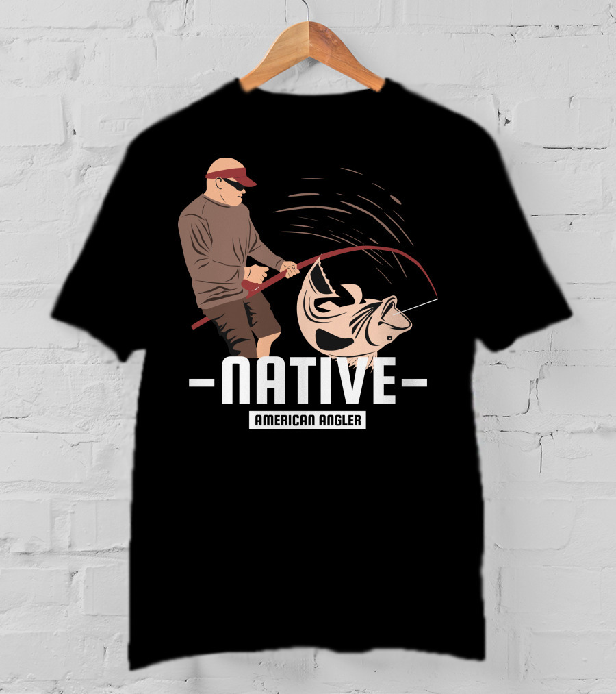 Native Fisherman Catching Fish With Rod And Reel T-Shirt