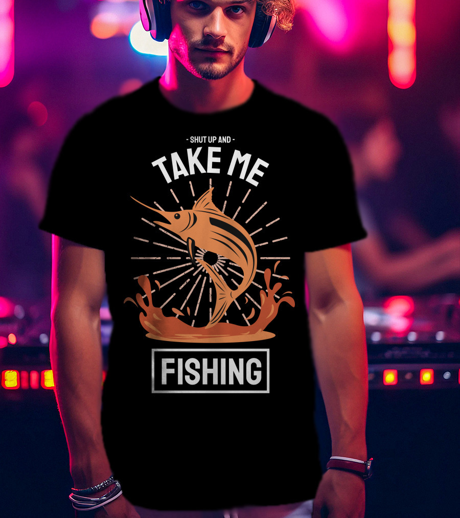 Shut Up And Take Me Fishing Marlin Jump Splash T-Shirt