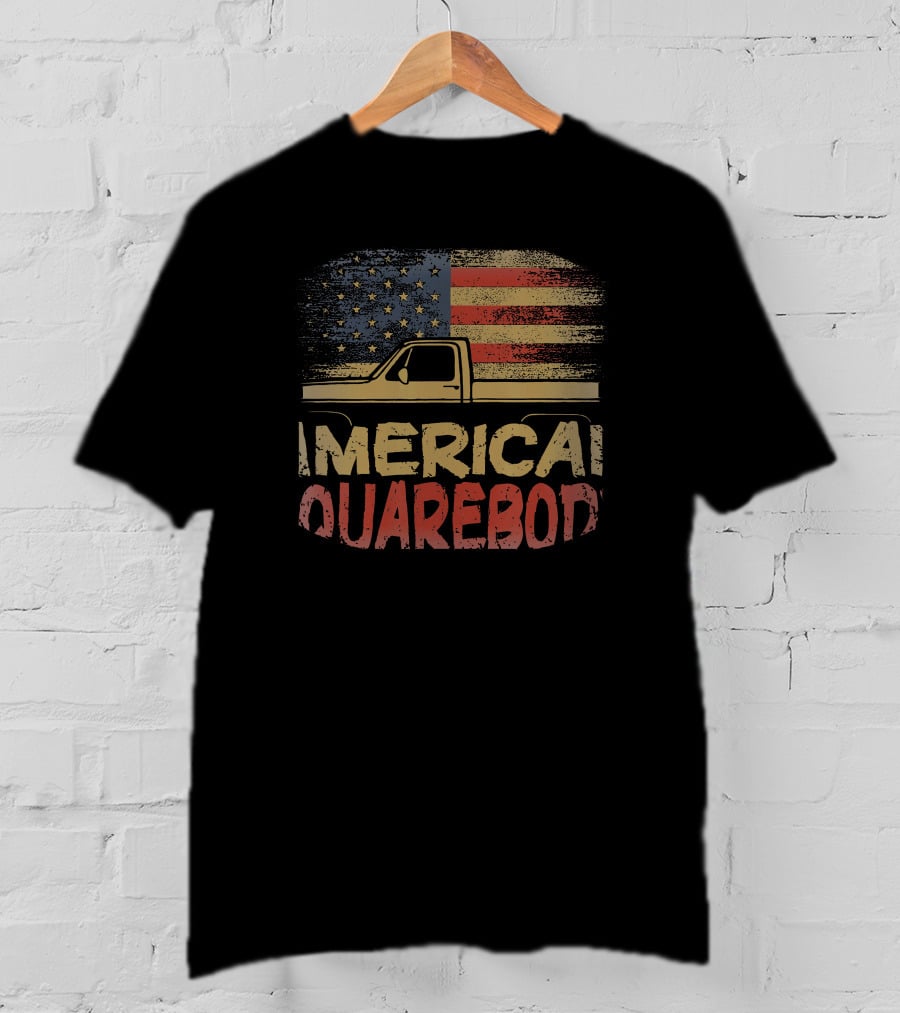 American Flag Squarebody Truck Graphic U.S. Americana T-Shirt