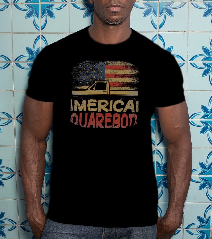 American Flag Squarebody Truck Graphic U.S. Americana T-Shirt