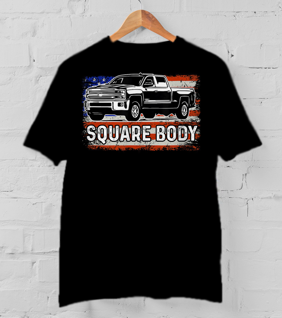Patriotic American Flag Square Body Truck T-Shirt