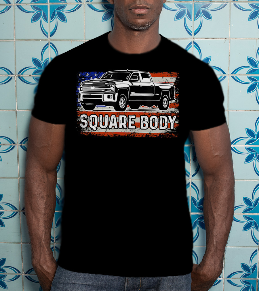 Patriotic American Flag Square Body Truck T-Shirt
