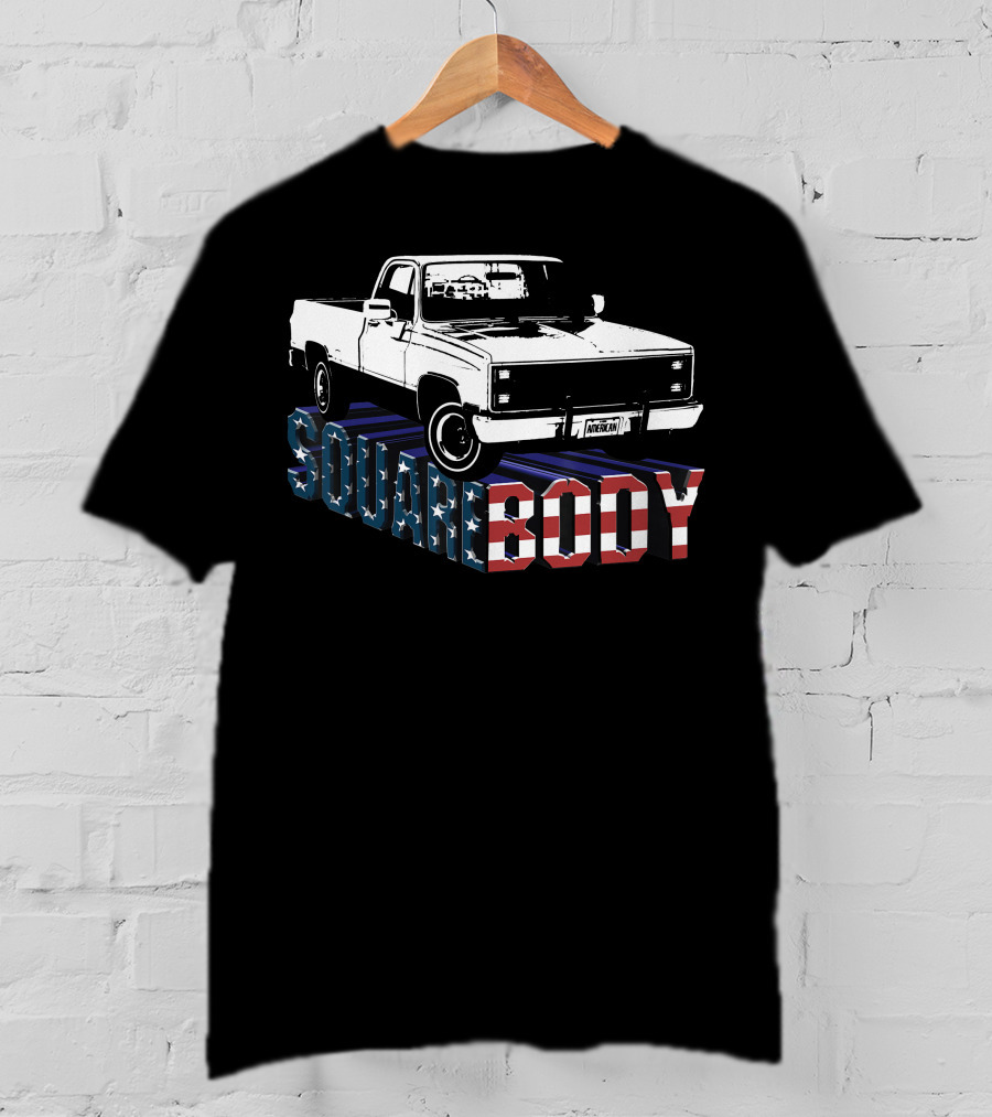 American Flag Squarebody Truck Patriotic American Square Body T-Shirt