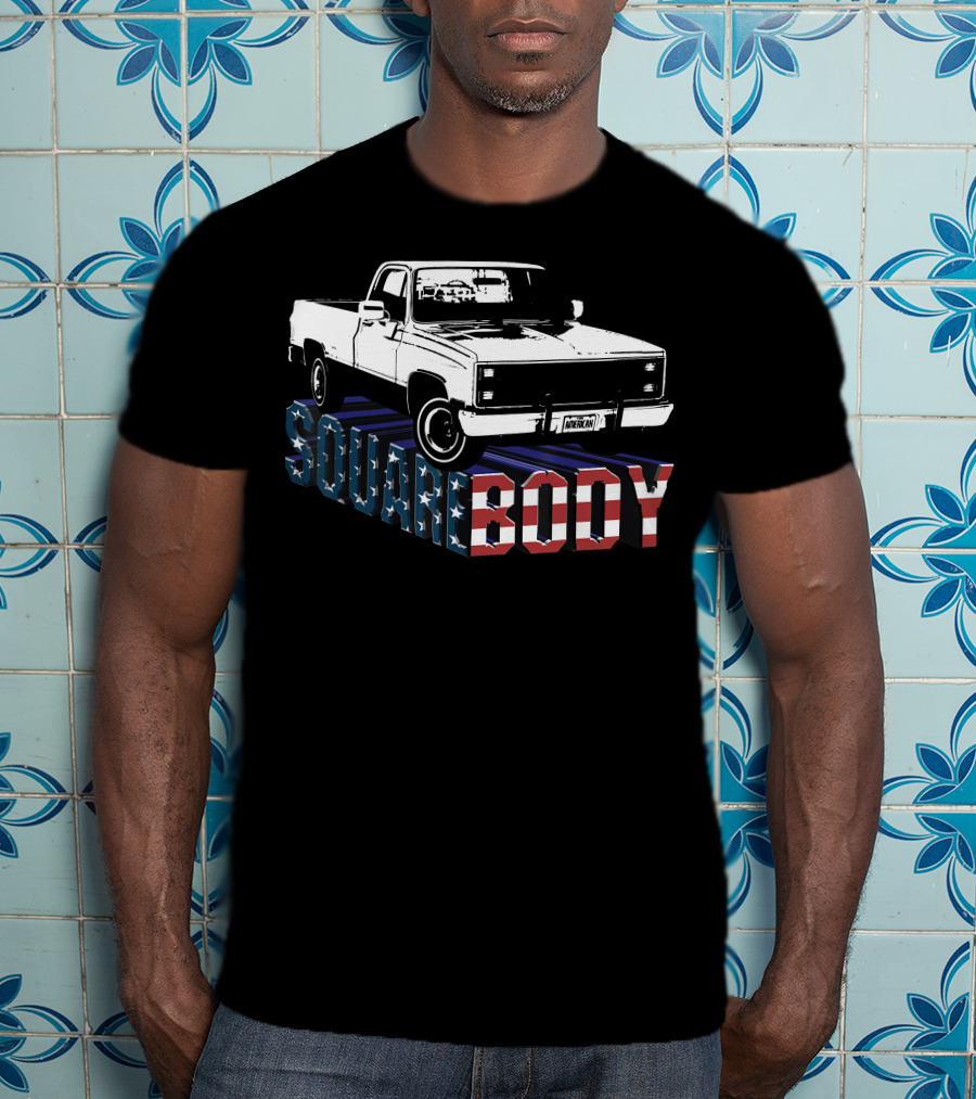 American Flag Squarebody Truck Patriotic American Square Body T-Shirt