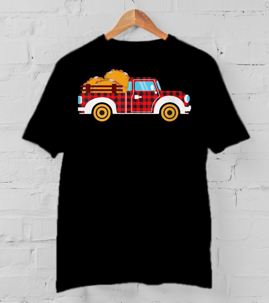 Buffalo Plaid Truck With Tacos Cinco De Mayo Boy Taco T-Shirt