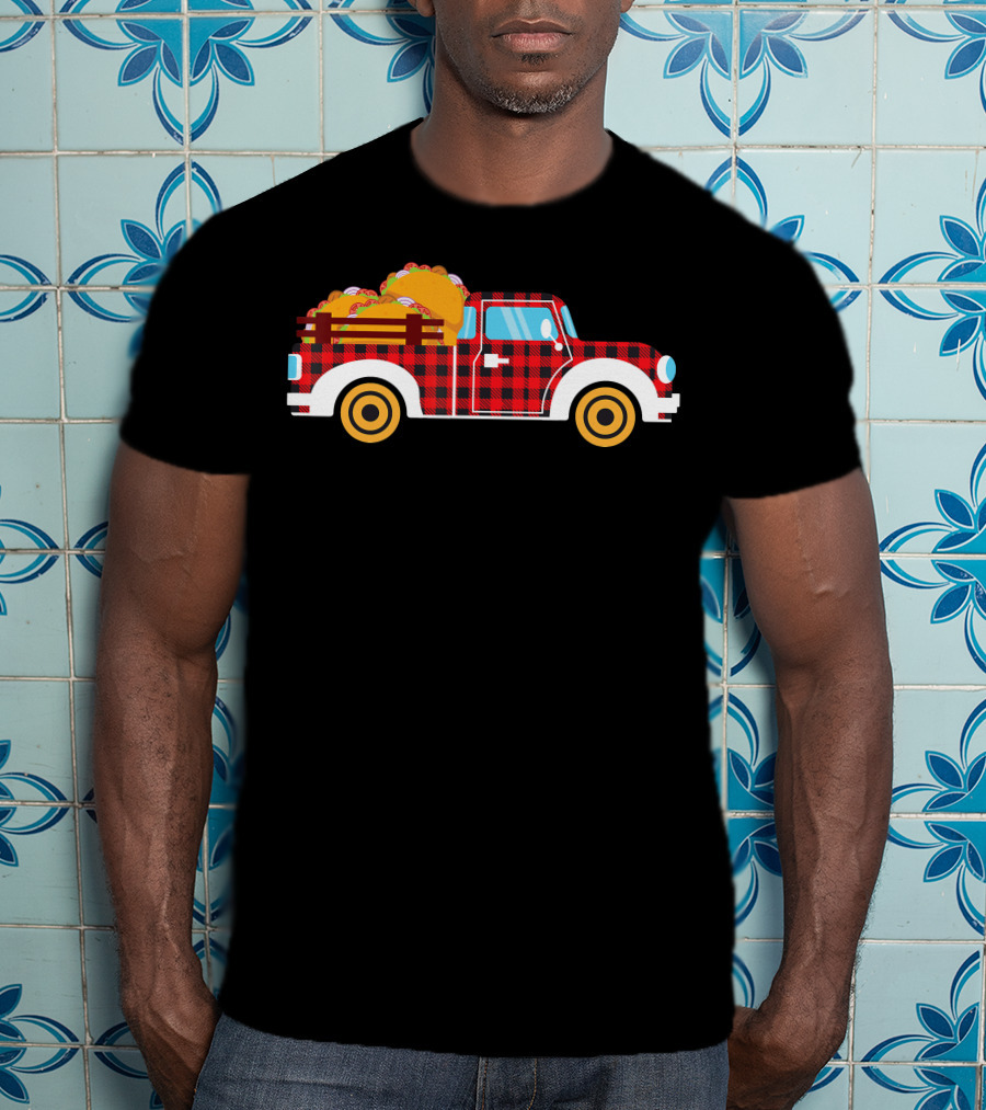 Buffalo Plaid Truck With Tacos Cinco De Mayo Boy Taco T-Shirt