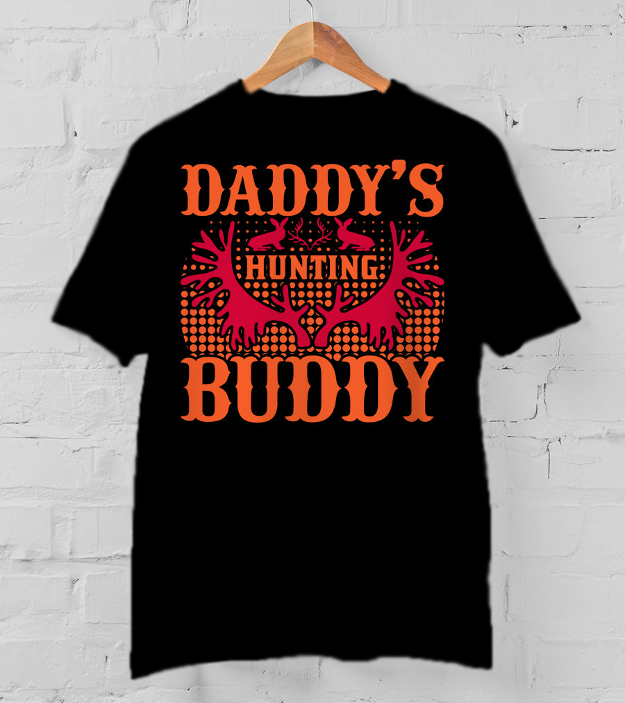 Daddy's Hunting Buddy Antler Design With Rabbits T-Shirt