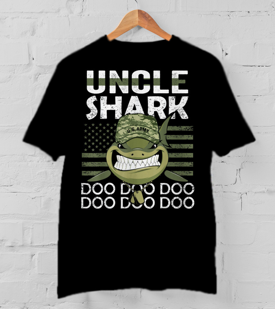 U.S. Army Uncle Shark Doo Doo Doo Flag T-Shirt