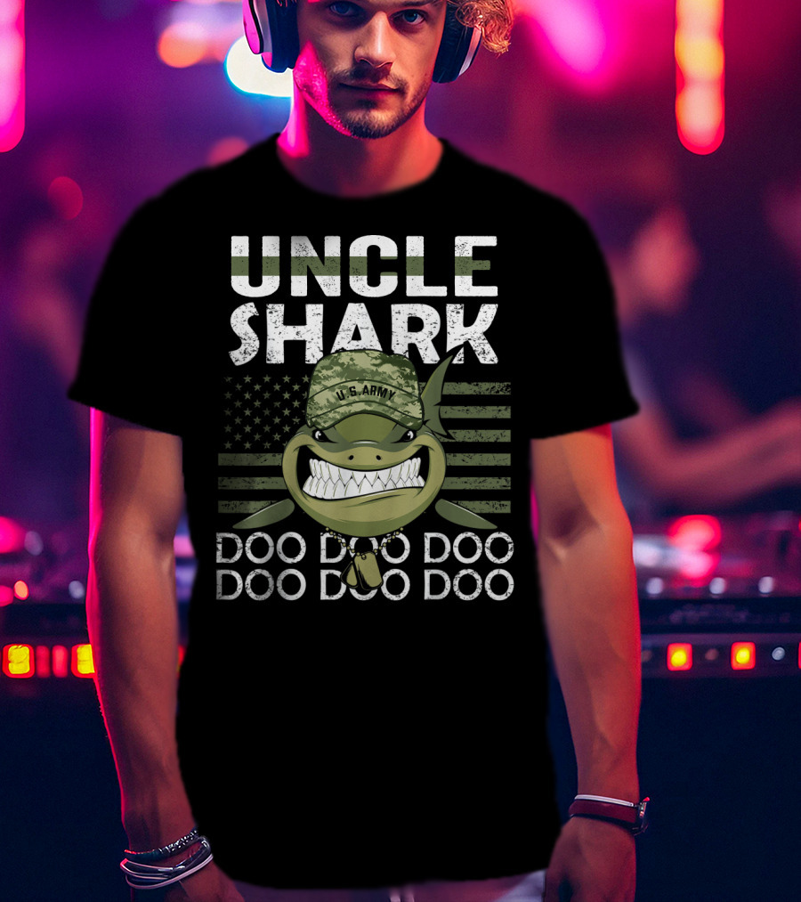 U.S. Army Uncle Shark Doo Doo Doo Flag T-Shirt