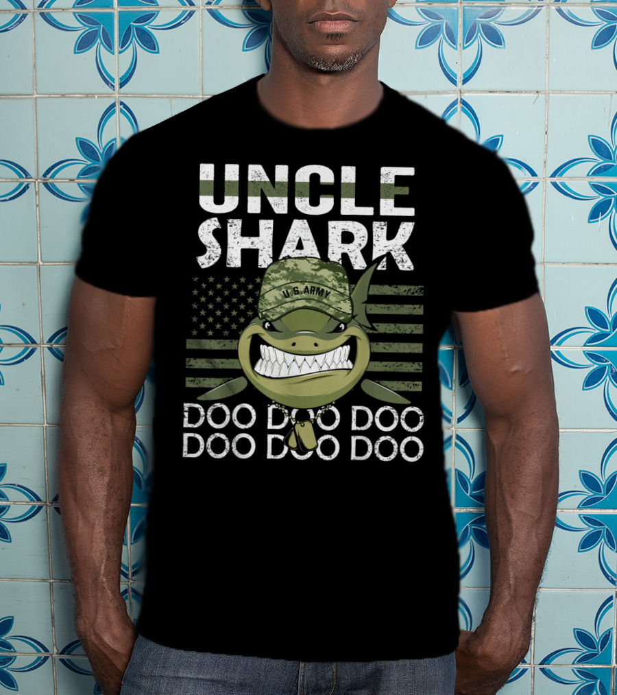 U.S. Army Uncle Shark Doo Doo Doo Flag T-Shirt