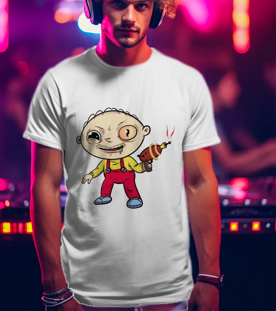Psychedelic Stewie Griffin With Ray Gun T-Shirt