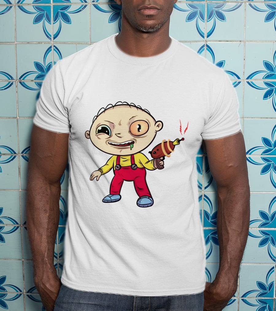 Psychedelic Stewie Griffin With Ray Gun T-Shirt