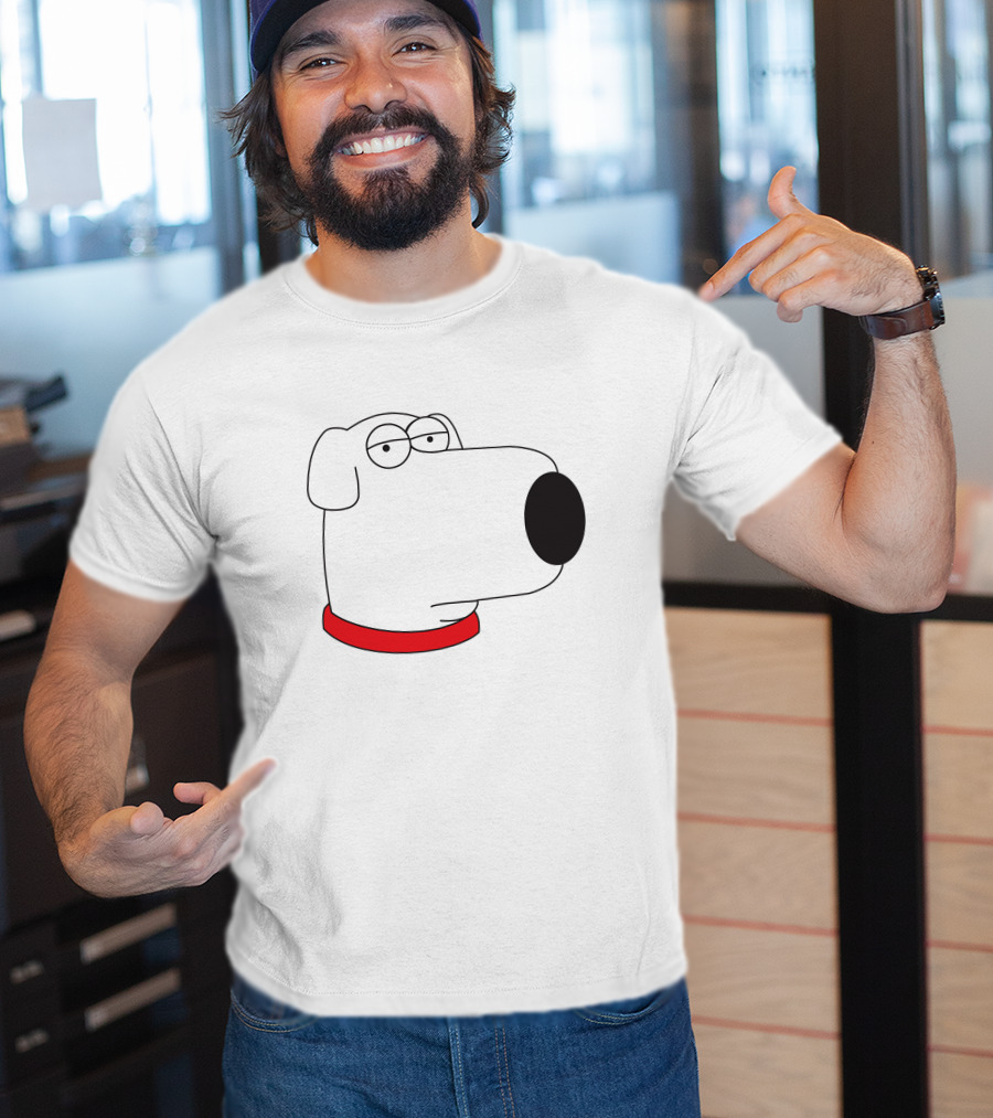 Brian Griffin Family Guy Character Face Red Collar T-Shirt