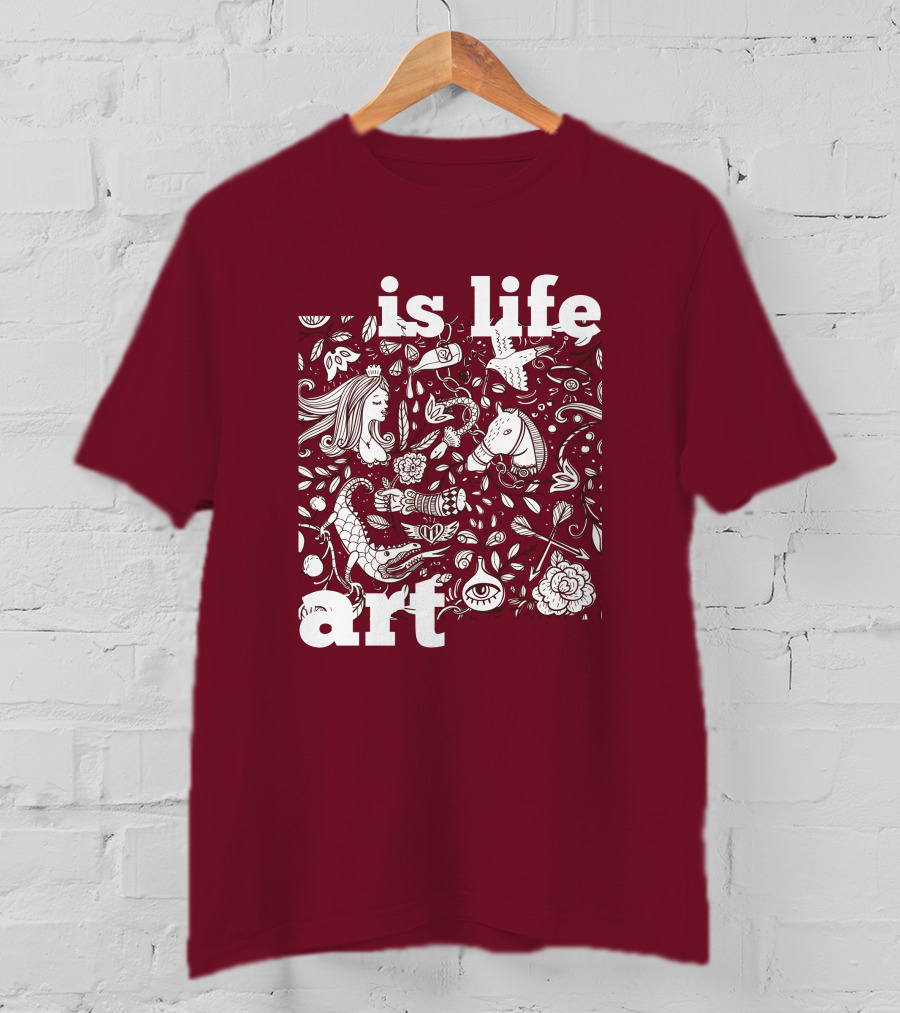 Art Is Life - Whimsical Fantasy Floral T-Shirt
