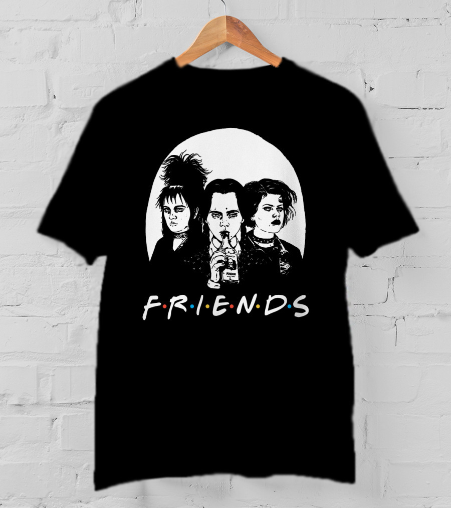 Friends 80s Gothic Style Characters With Poison Bottle T-Shirt