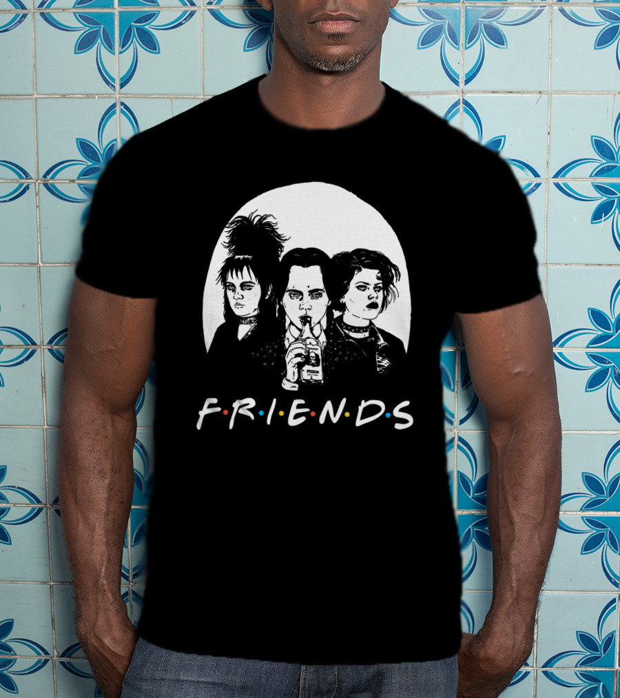 Friends 80s Gothic Style Characters With Poison Bottle T-Shirt