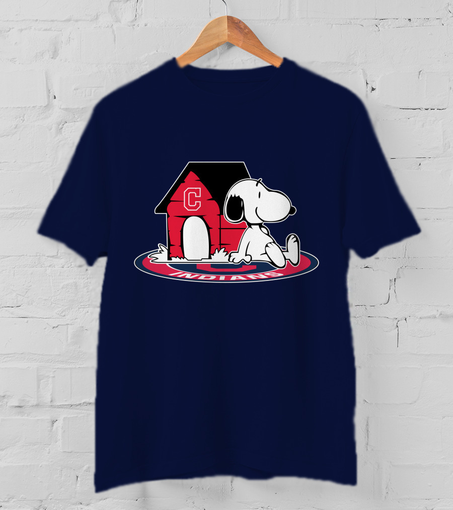 Snoopy Cleveland Indians Baseball Fan Now And Forever T-Shirt