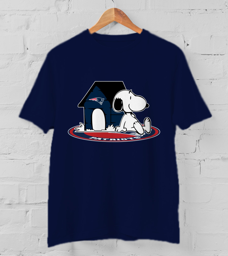 Snoopy With New England Patriots Doghouse Football Fan Now And Forever T-Shirt
