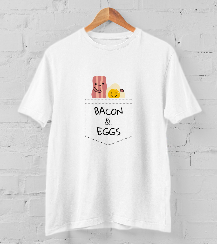 Pocket Bacon And Eggs Smiley Face Duo T-Shirt