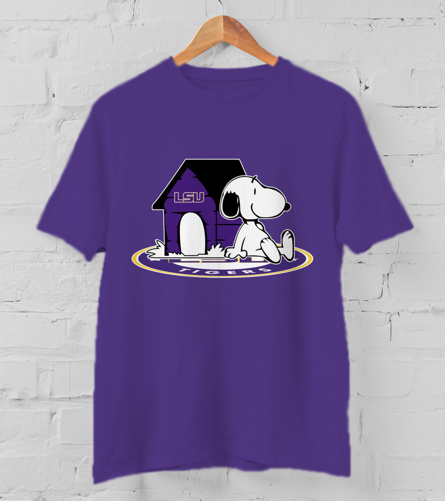 LSU Tigers Football Fan Now And Forever Snoopy Doghouse T-Shirt