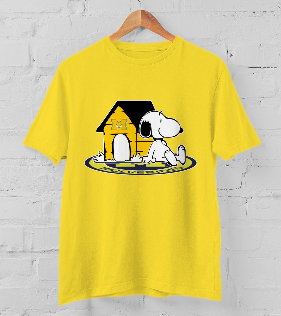 Michigan Wolverines Snoopy Doghouse Fan Now And Forever T-Shirt