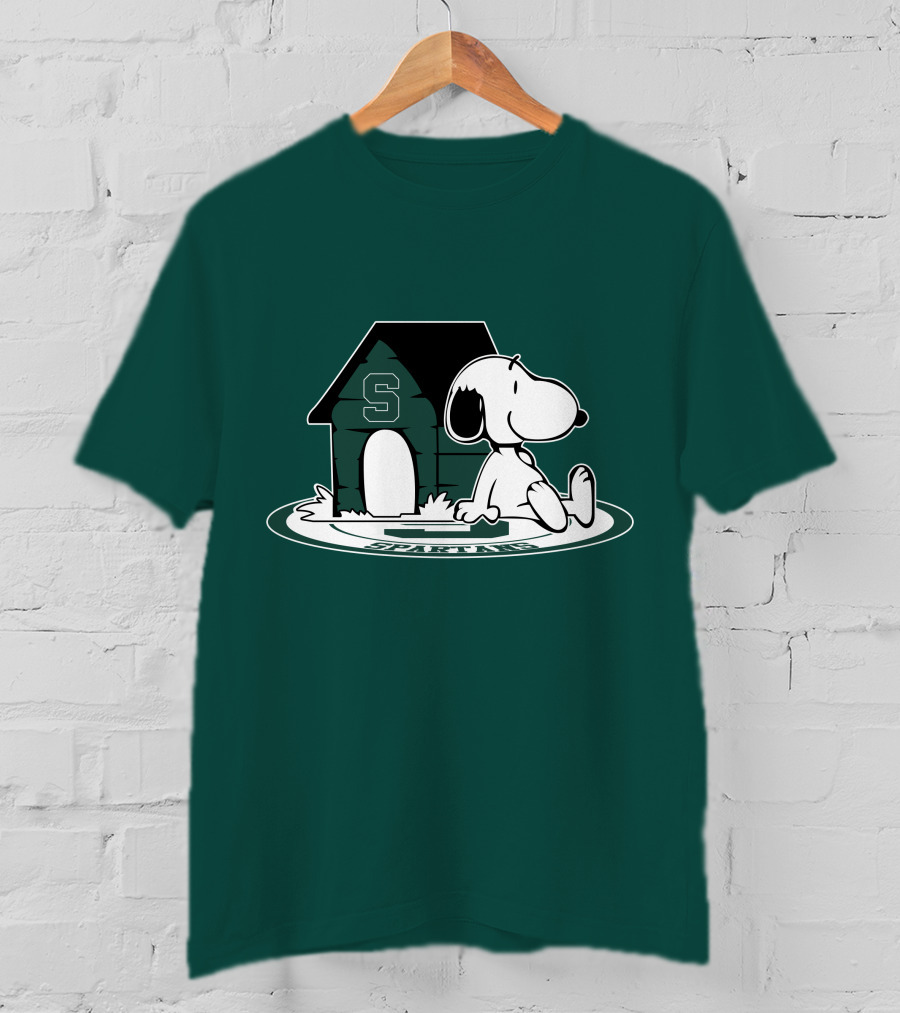 Michigan State Spartans Fan Now And Forever Snoopy Peanuts Doghouse T-Shirt