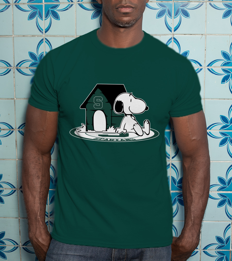 Michigan State Spartans Fan Now And Forever Snoopy Peanuts Doghouse T-Shirt