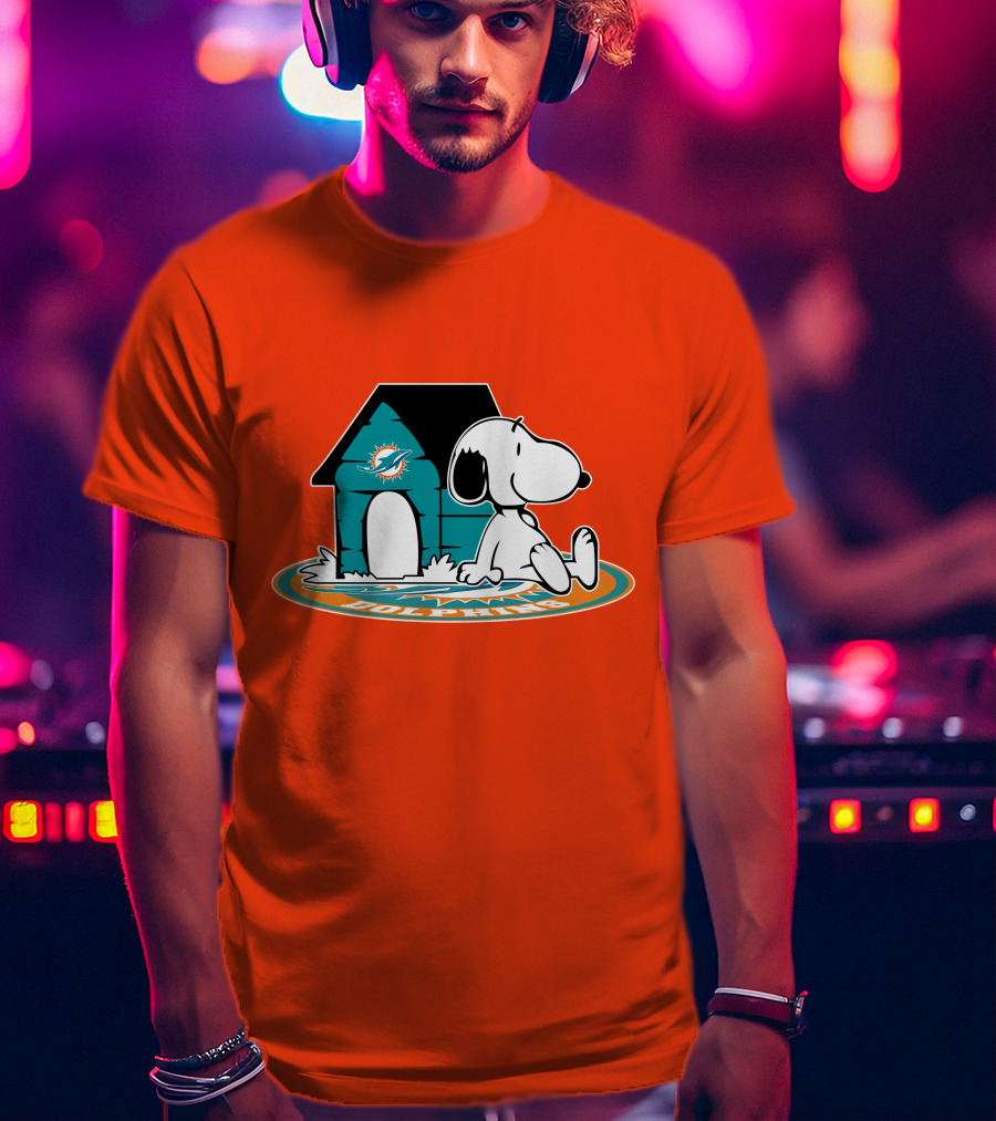 Miami Dolphins Fan Forever With Snoopy House T-Shirt