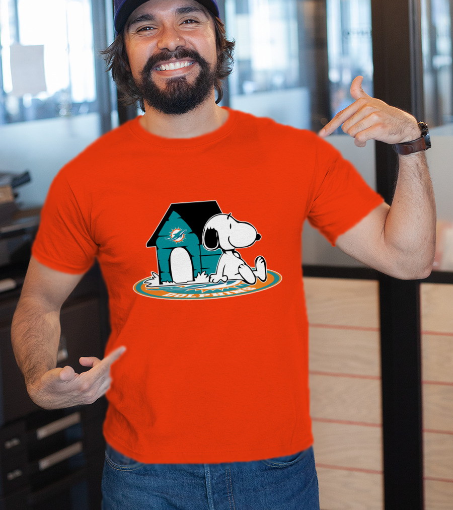 Miami Dolphins Fan Forever With Snoopy House T-Shirt