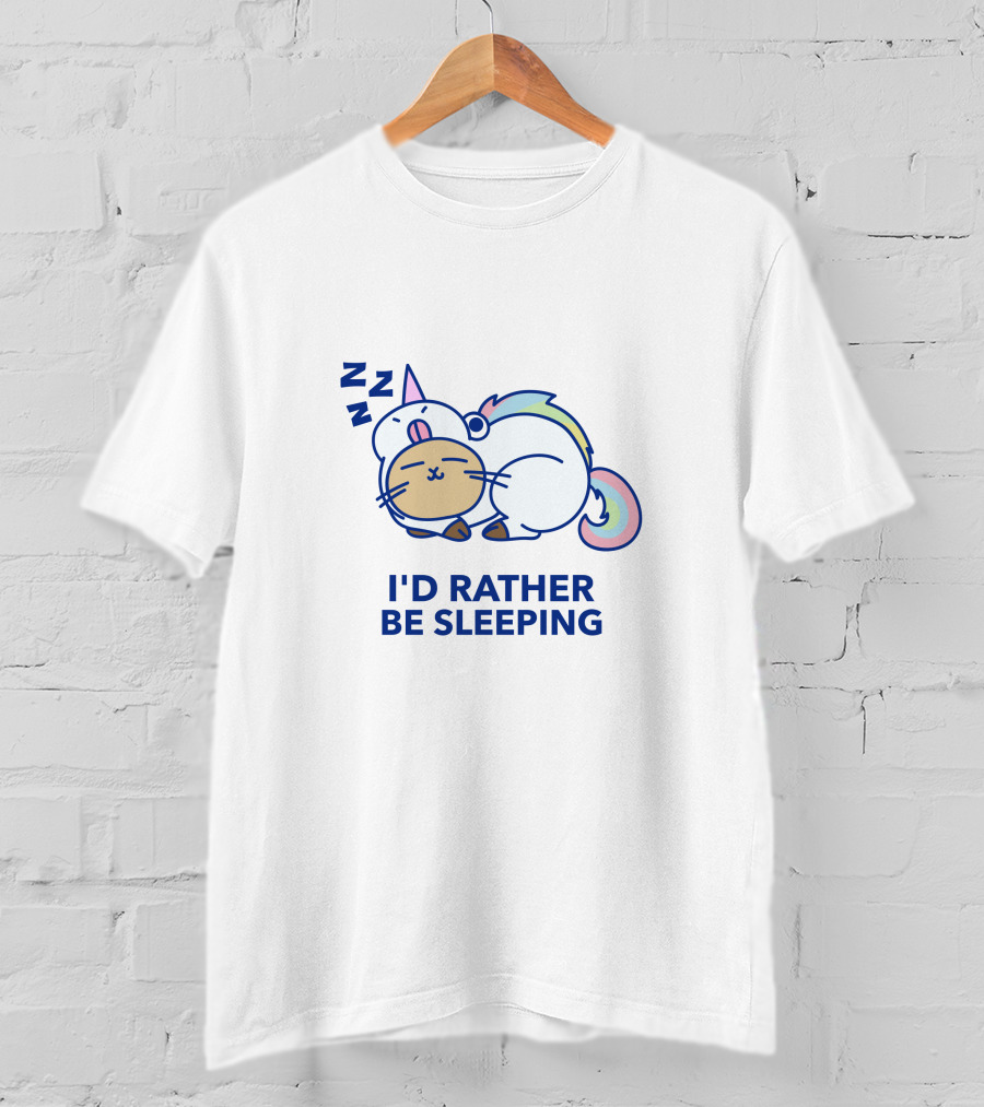I'd Rather Be Sleeping Unicorn Cat ZZZ T-Shirt