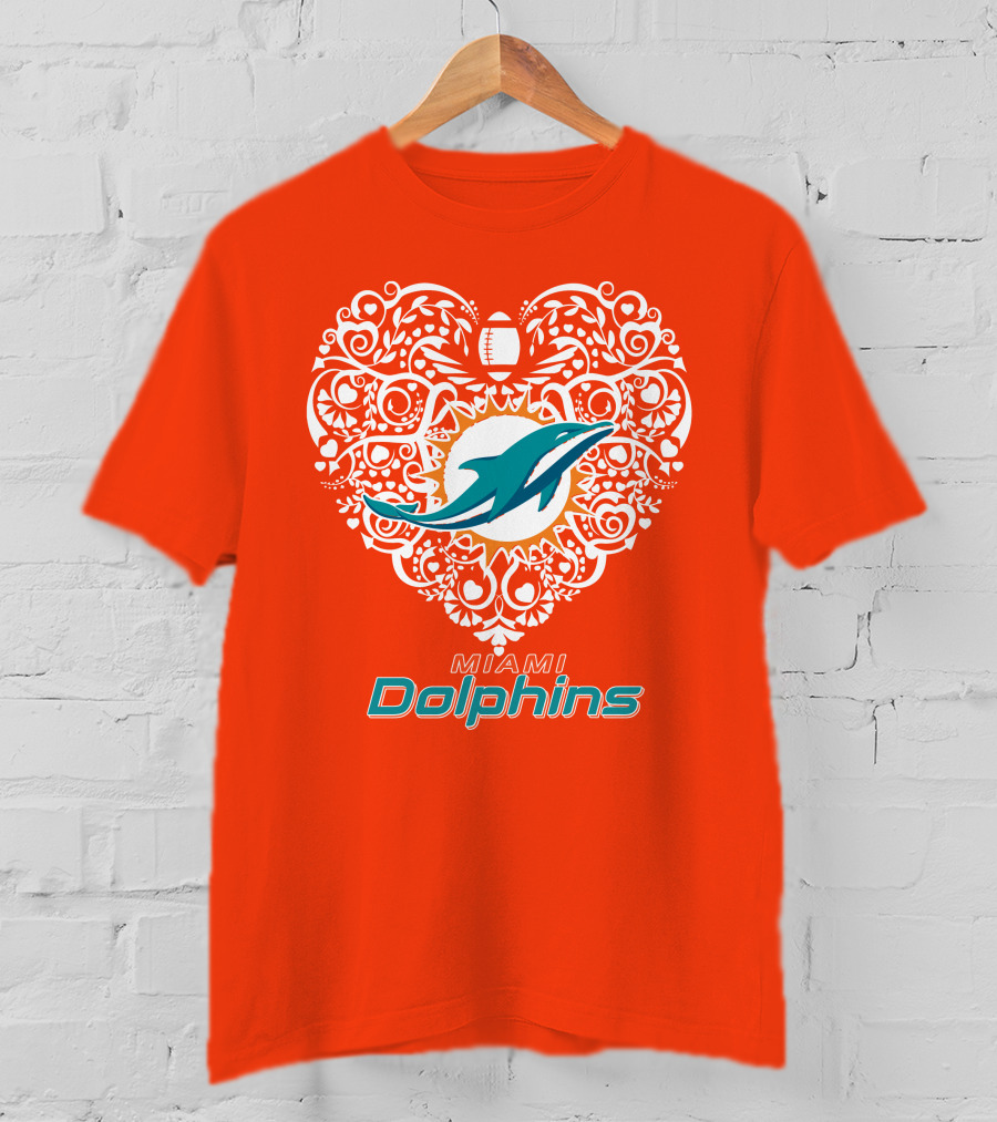 Love My Miami Dolphins Heart Football Theme T-Shirt