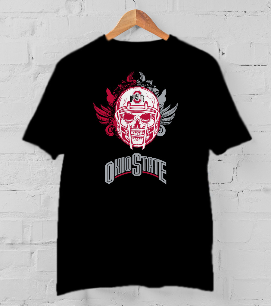 Ohio State Buckeyes Skull Helmet Art With Wings T-Shirt
